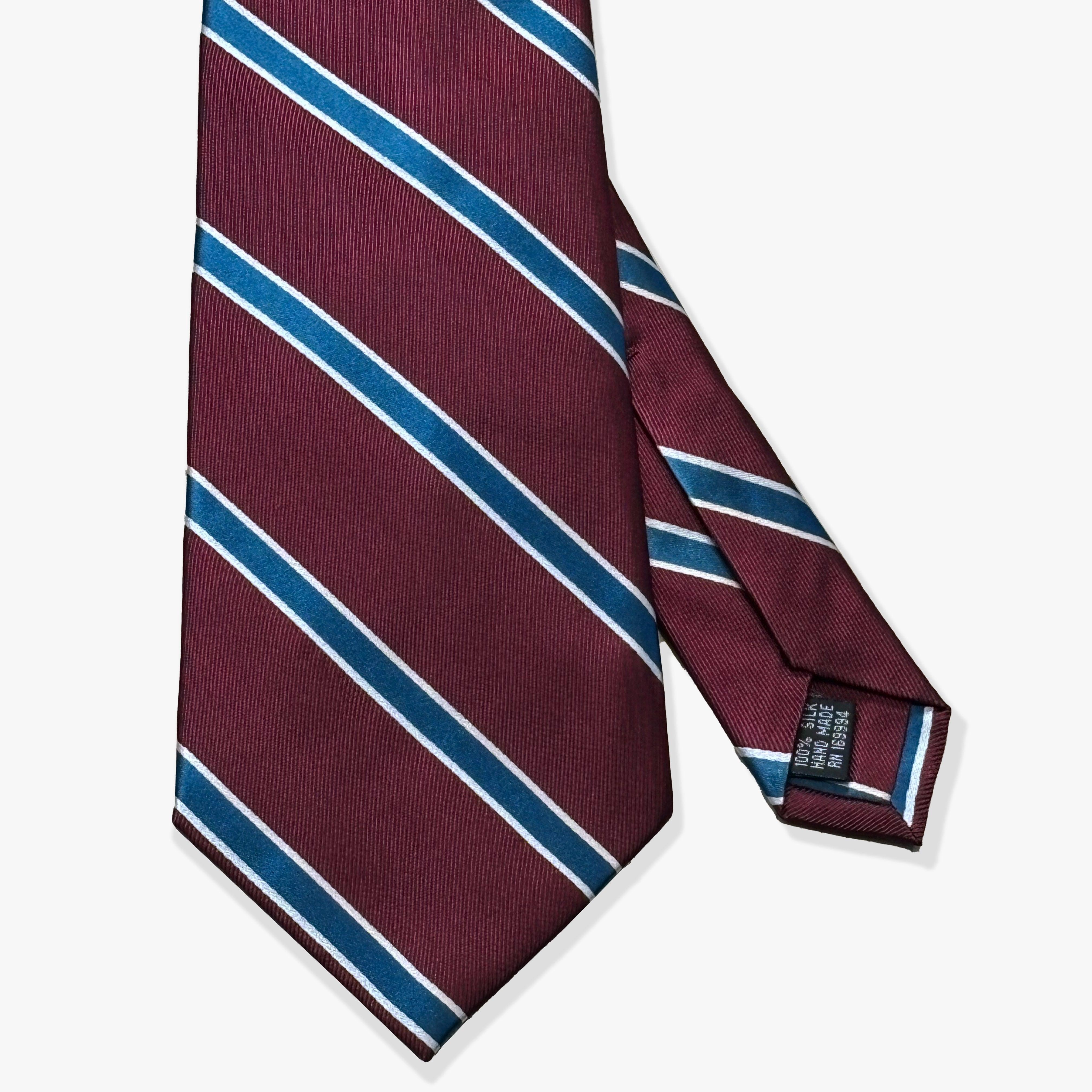 Classic Rep Woven Silk Necktie - Burgundy/Teal - Uncle Jimmy Menswear