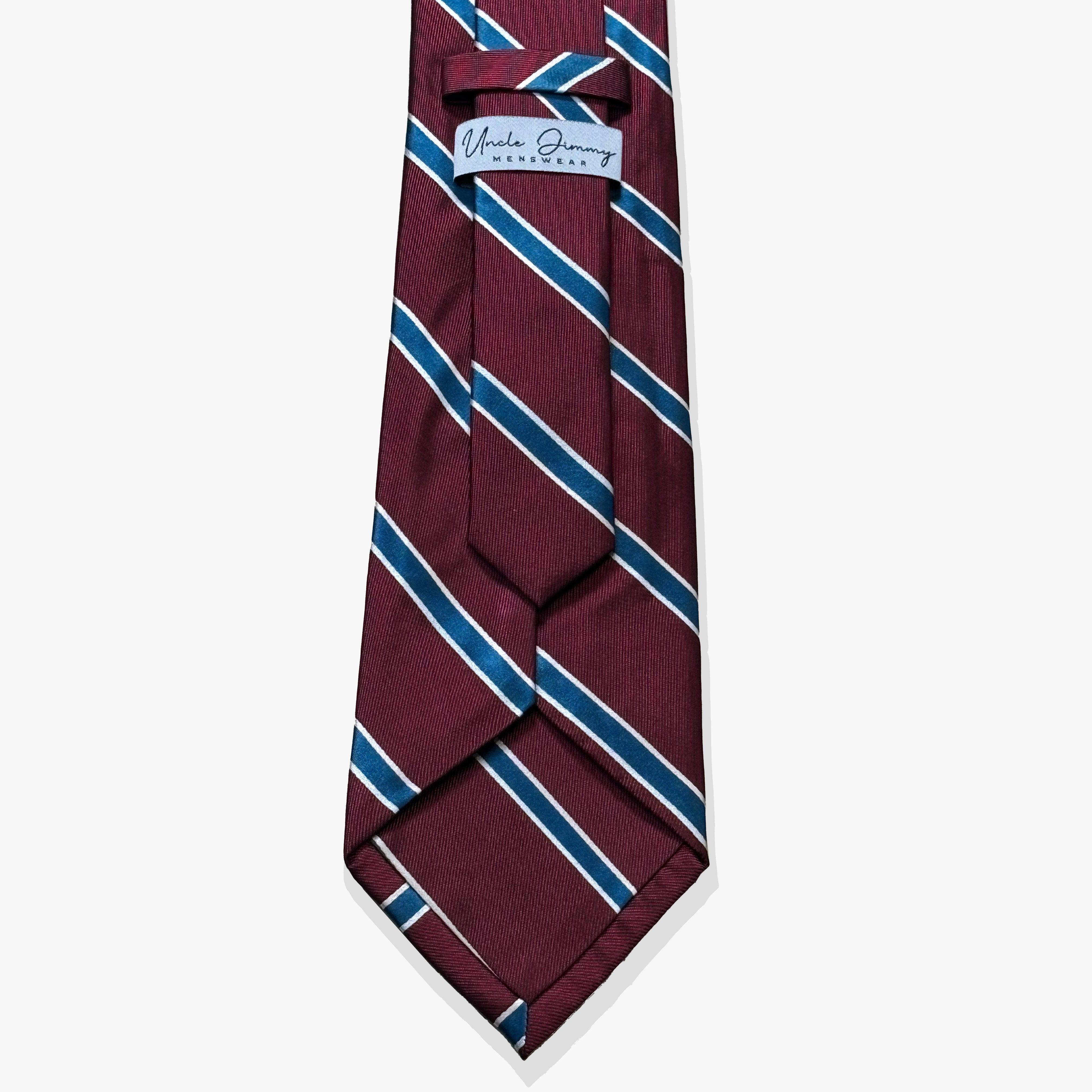 Classic Rep Woven Silk Necktie - Burgundy/Teal - Uncle Jimmy Menswear