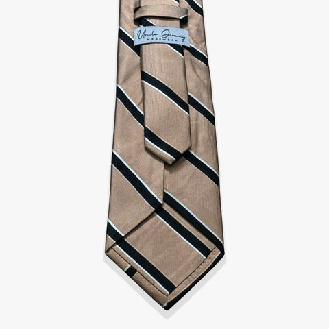 Classic Rep Woven Silk Necktie - Gold/Black - Uncle Jimmy Menswear