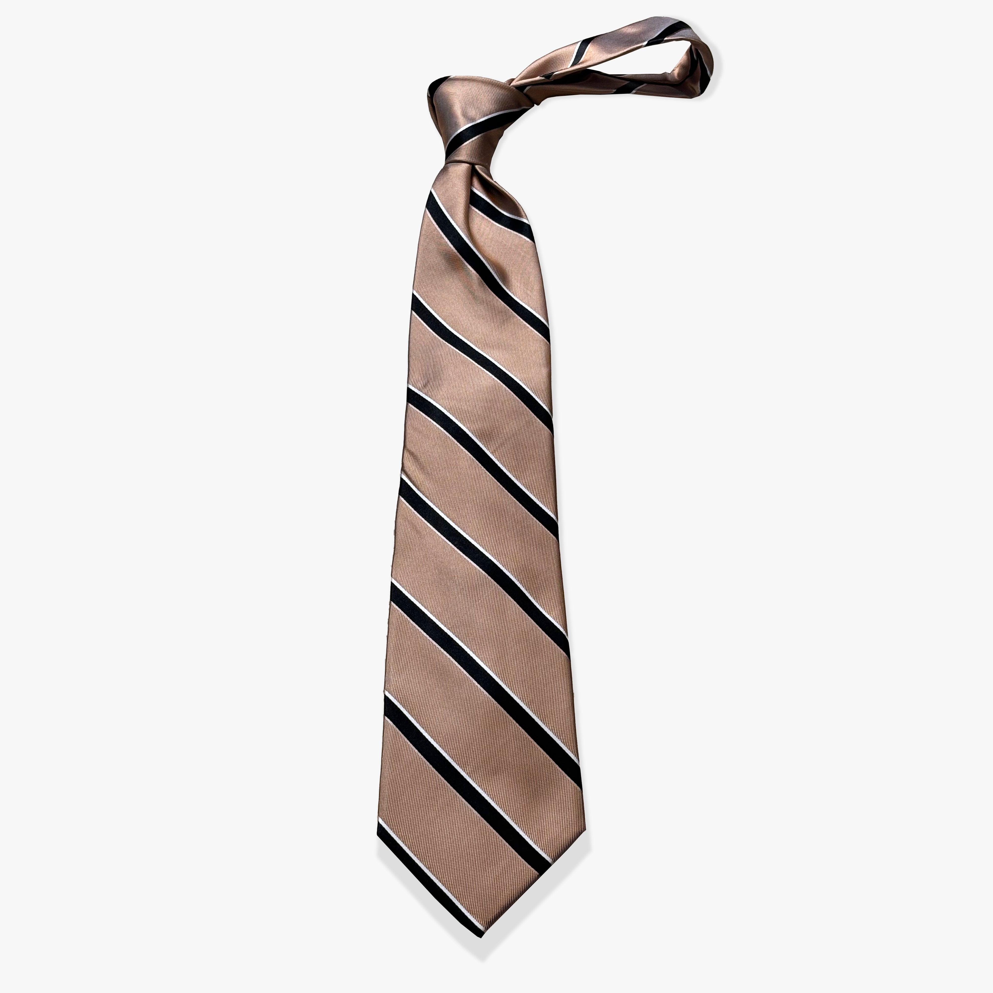 Classic Rep Woven Silk Necktie - Gold/Black - Uncle Jimmy Menswear