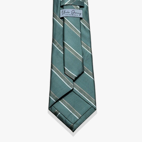 Classic Rep Woven Silk Necktie - Olive/White - Uncle Jimmy Menswear