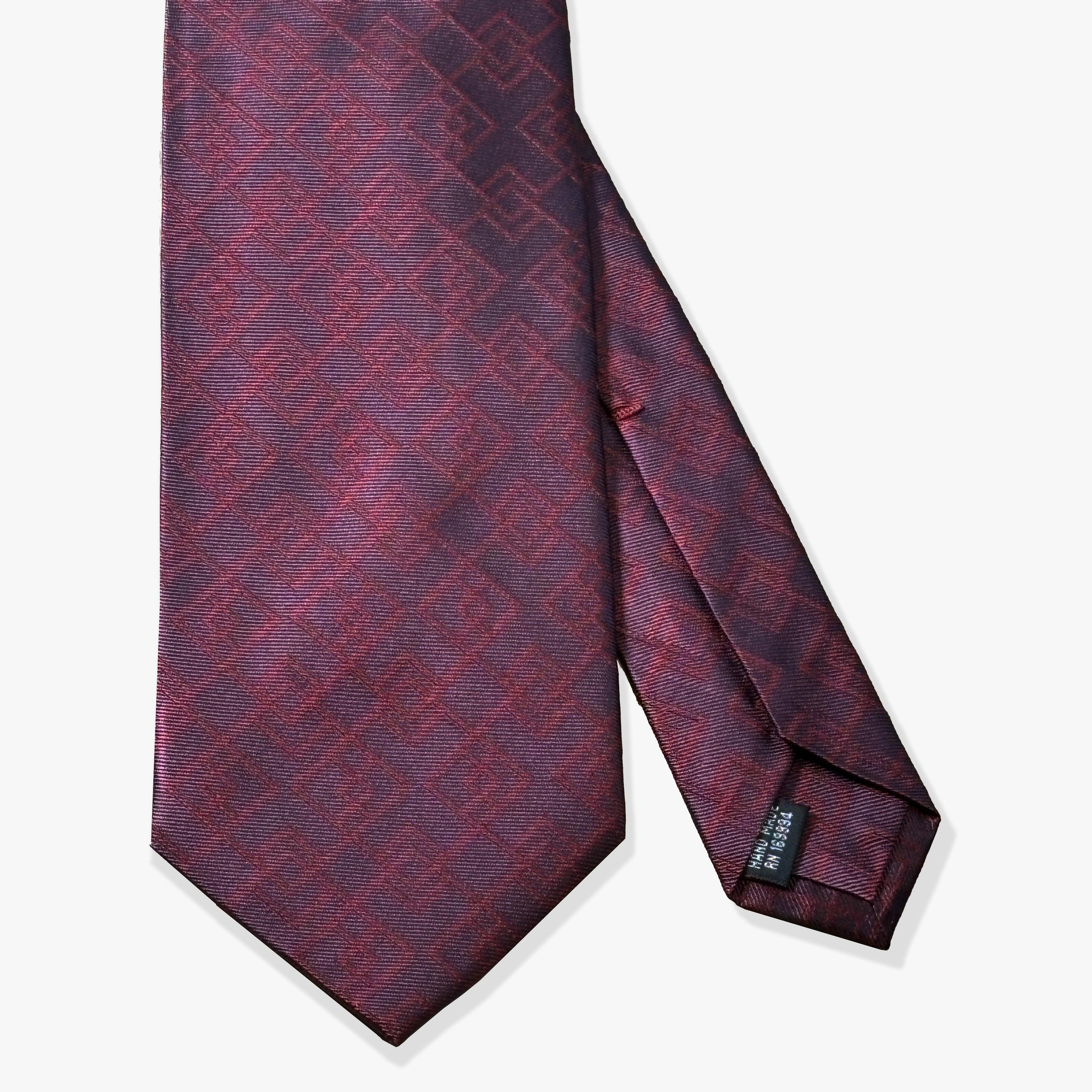 Connected Diamond Woven Silk Necktie - Deep Maroon/Maroon - Uncle Jimmy Menswear