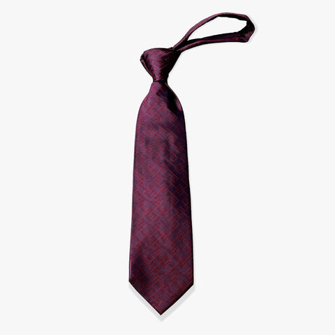 Connected Diamond Woven Silk Necktie - Deep Maroon/Maroon - Uncle Jimmy Menswear