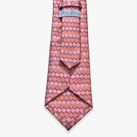 Horizontal Diamond Stripe Woven Silk Necktie - Fuchsia/Pink - Uncle Jimmy Menswear