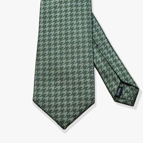 Houndstooth Woven Silk Necktie - Olive/Light Olive - Uncle Jimmy Menswear