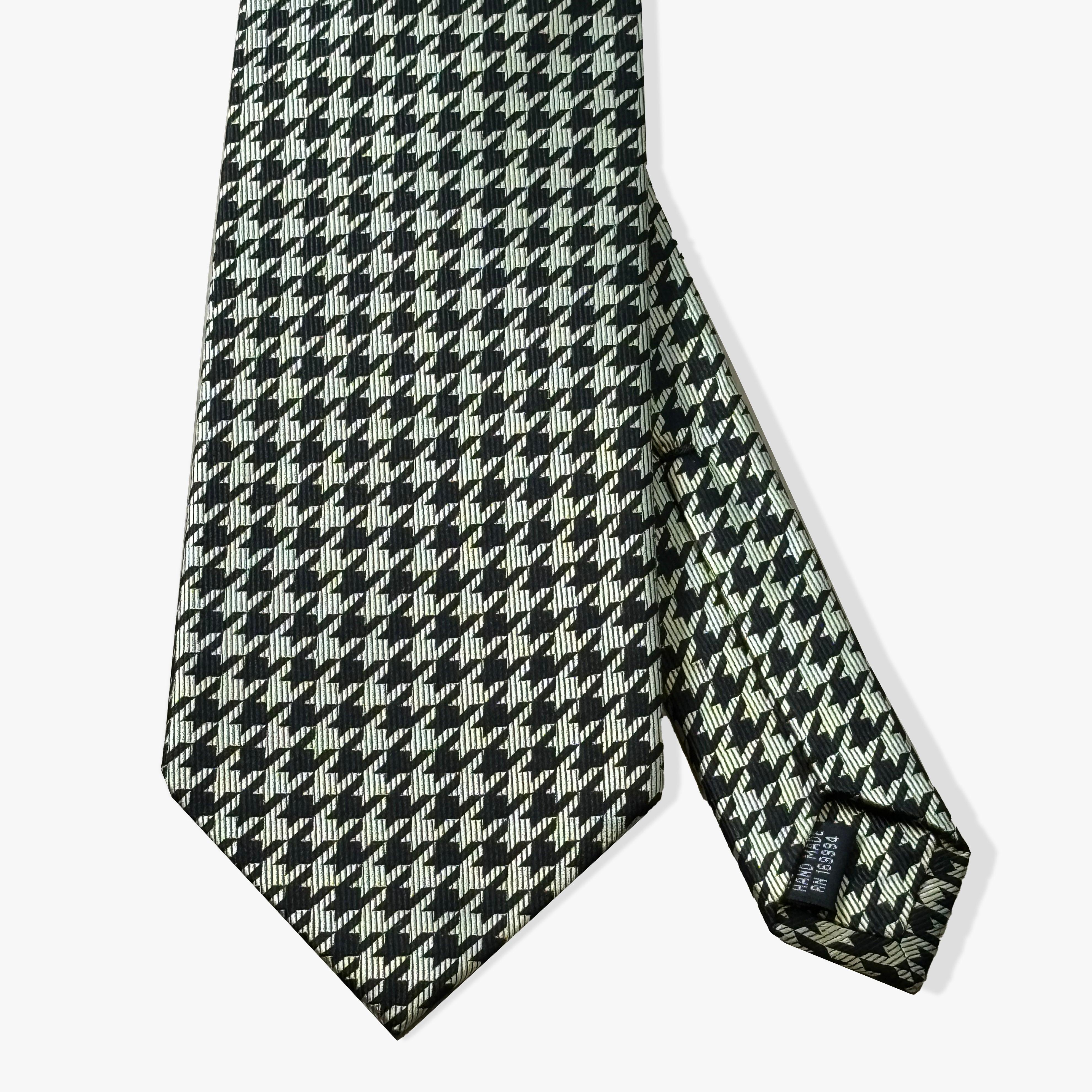 Houndstooth Woven Silk Necktie - Pale Yellow/Black - Uncle Jimmy Menswear