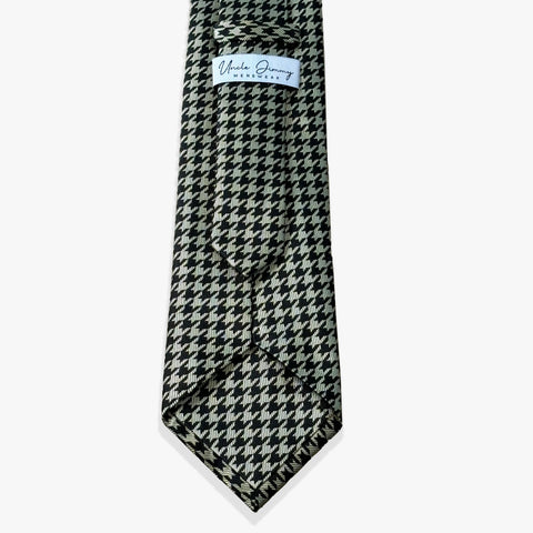 Houndstooth Woven Silk Necktie - Pale Yellow/Black - Uncle Jimmy Menswear