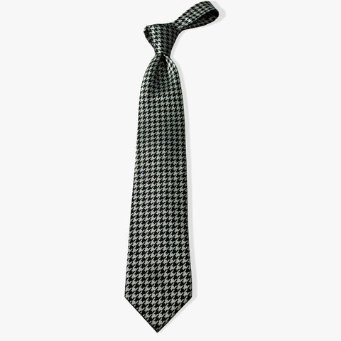 Houndstooth Woven Silk Necktie - Pale Yellow/Black - Uncle Jimmy Menswear