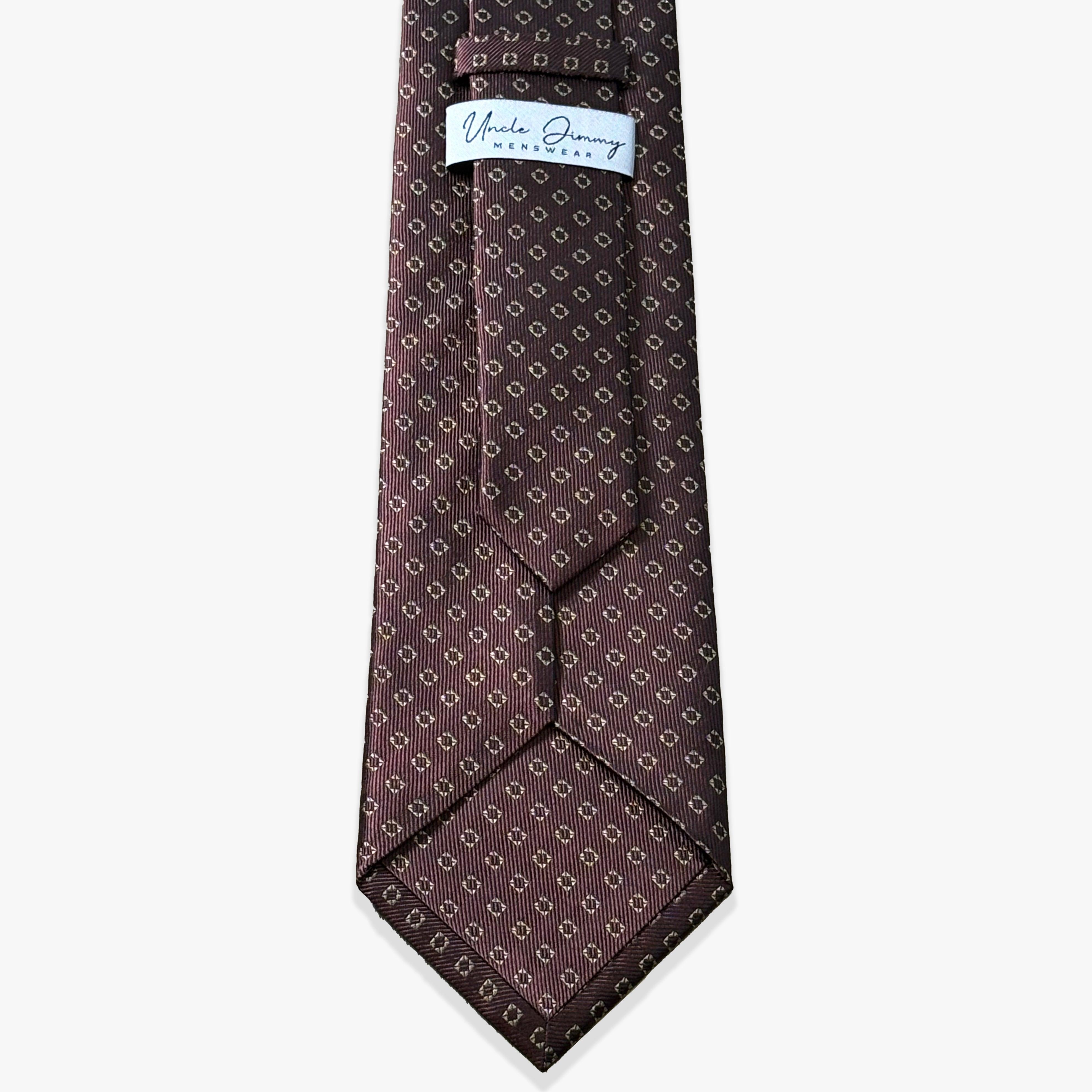 Micro Diamond Woven Silk Necktie- Chocolate - Uncle Jimmy Menswear
