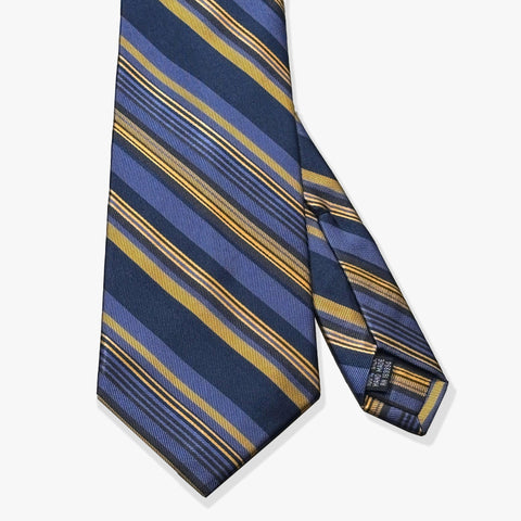 Multicolor Rep Woven Silk Necktie - Blue Heather/Gold/Denim - Uncle Jimmy Menswear