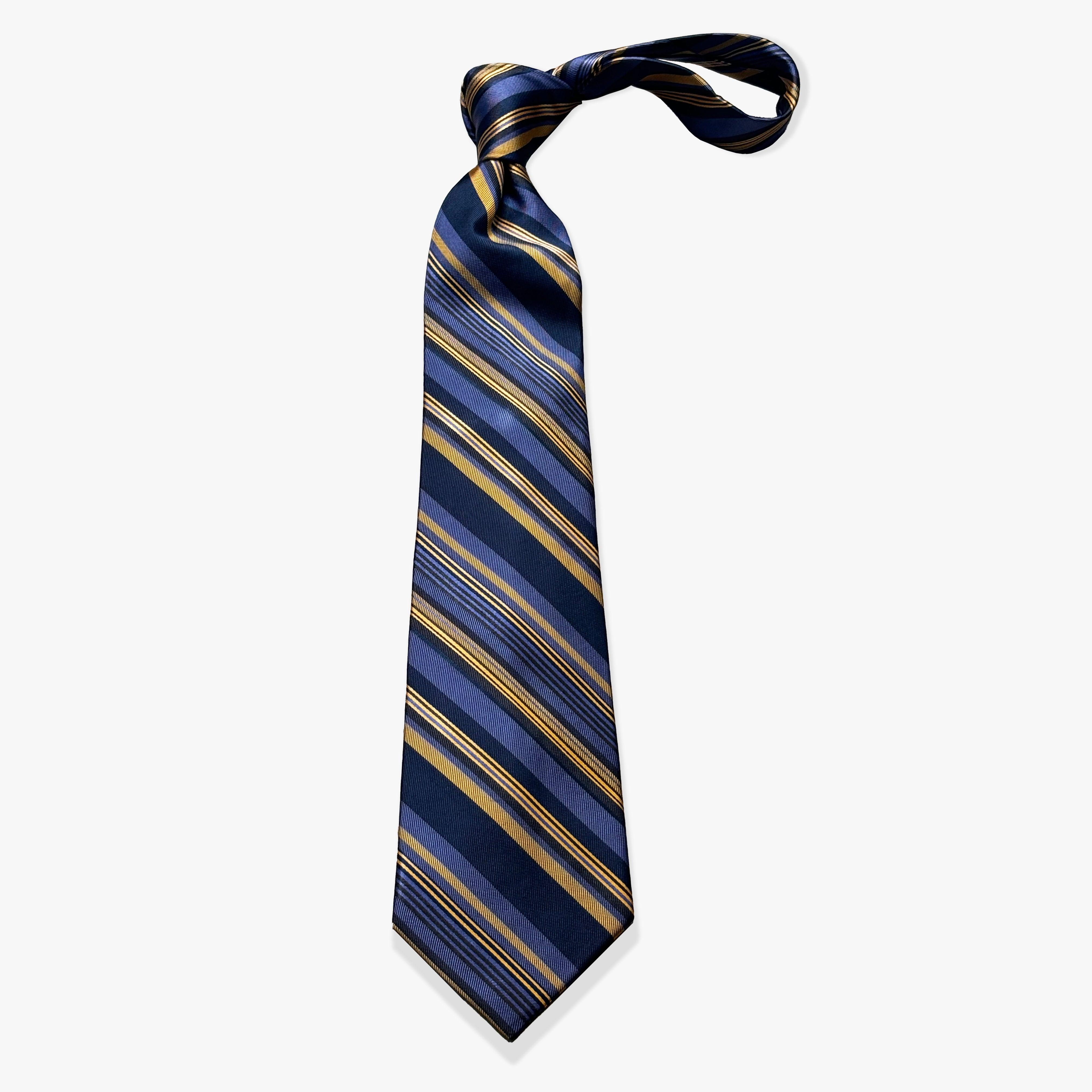 Multicolor Rep Woven Silk Necktie - Blue Heather/Gold/Denim - Uncle Jimmy Menswear