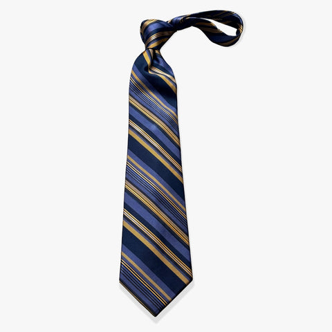 Multicolor Rep Woven Silk Necktie - Blue Heather/Gold/Denim - Uncle Jimmy Menswear