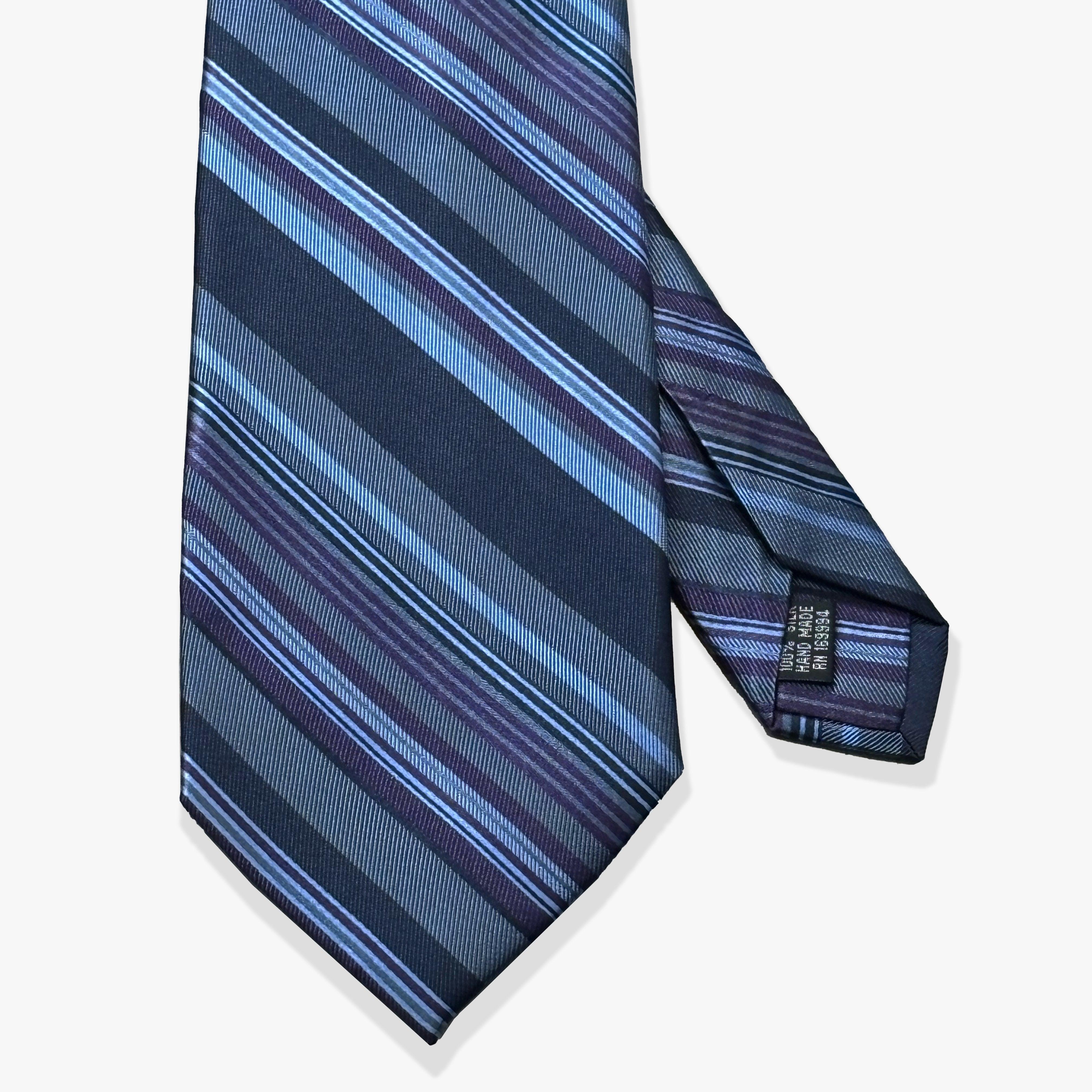 Multicolor Rep Woven Silk Necktie - Blue/Black/Purple Heather/Lavender - Uncle Jimmy Menswear