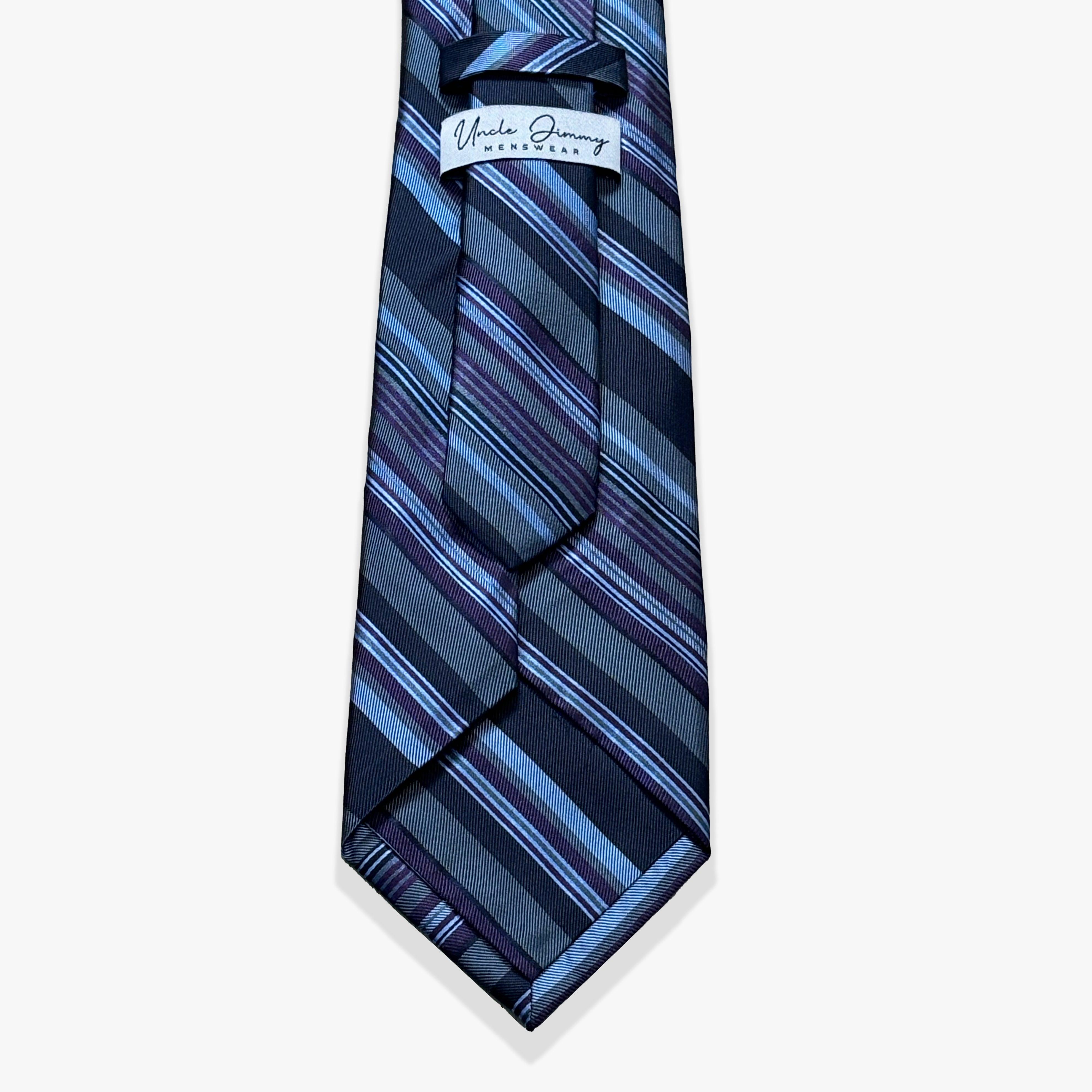 Multicolor Rep Woven Silk Necktie - Blue/Black/Purple Heather/Lavender - Uncle Jimmy Menswear