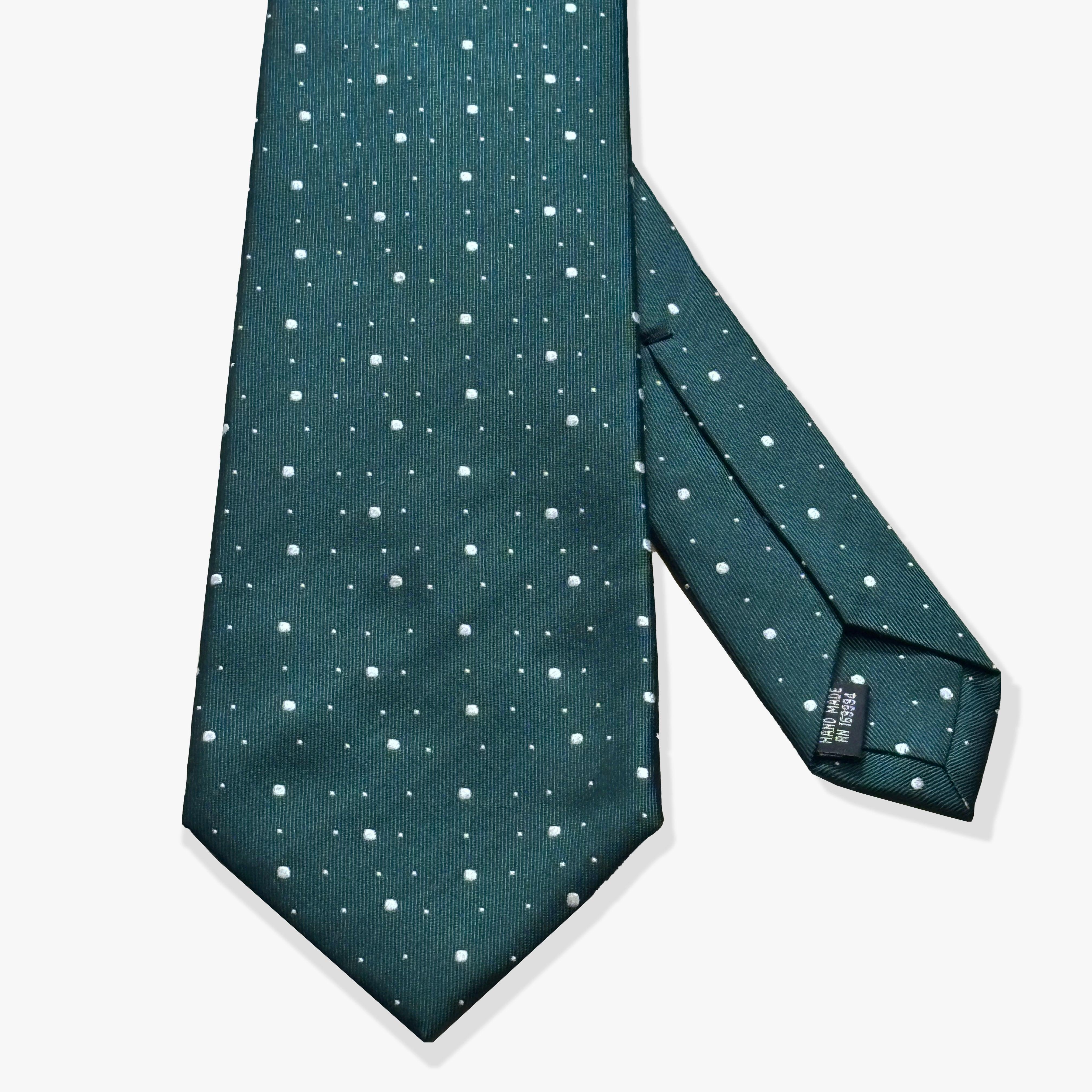 Polka Dot Woven Silk Necktie - Blue Green - Uncle Jimmy Menswear