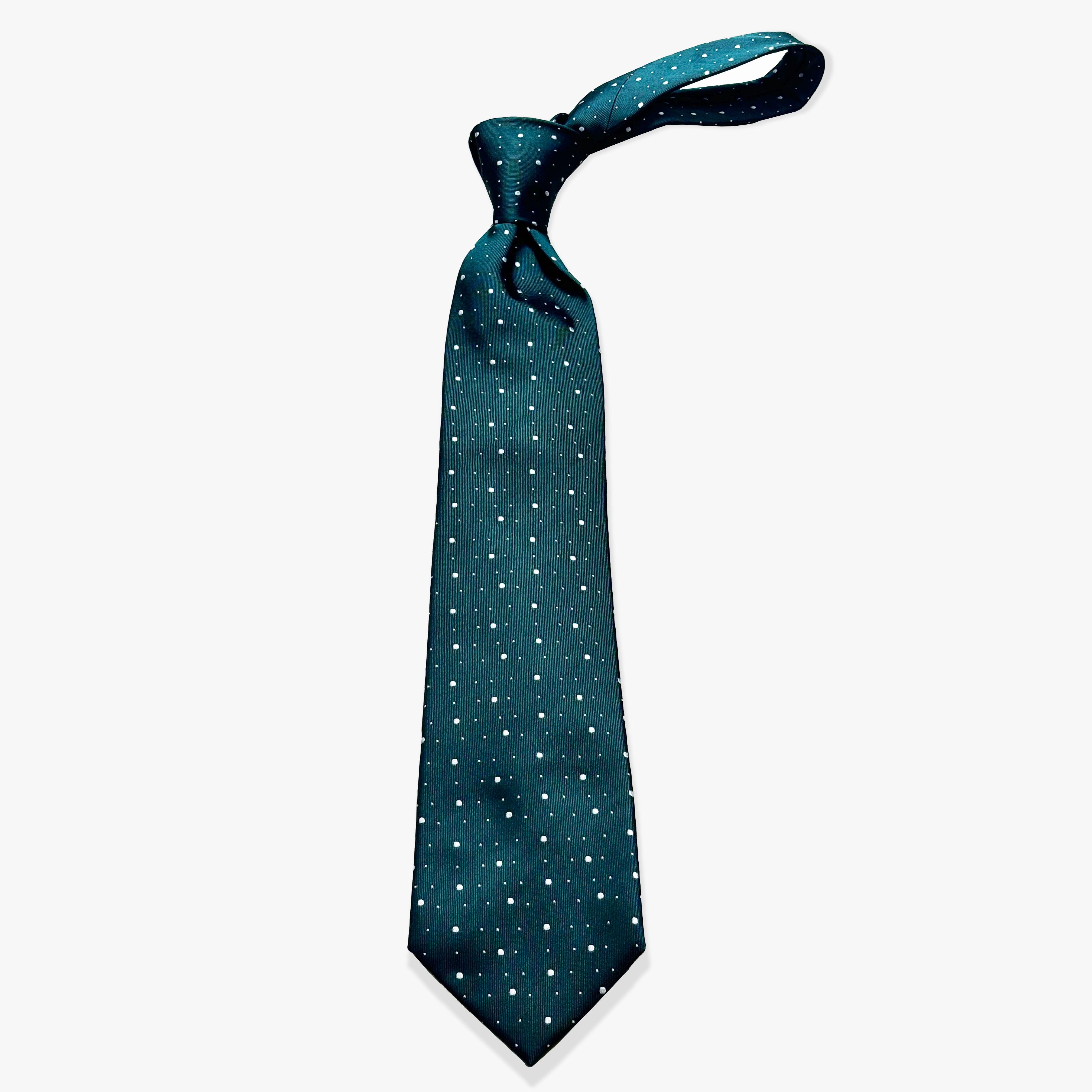 Polka Dot Woven Silk Necktie - Blue Green - Uncle Jimmy Menswear