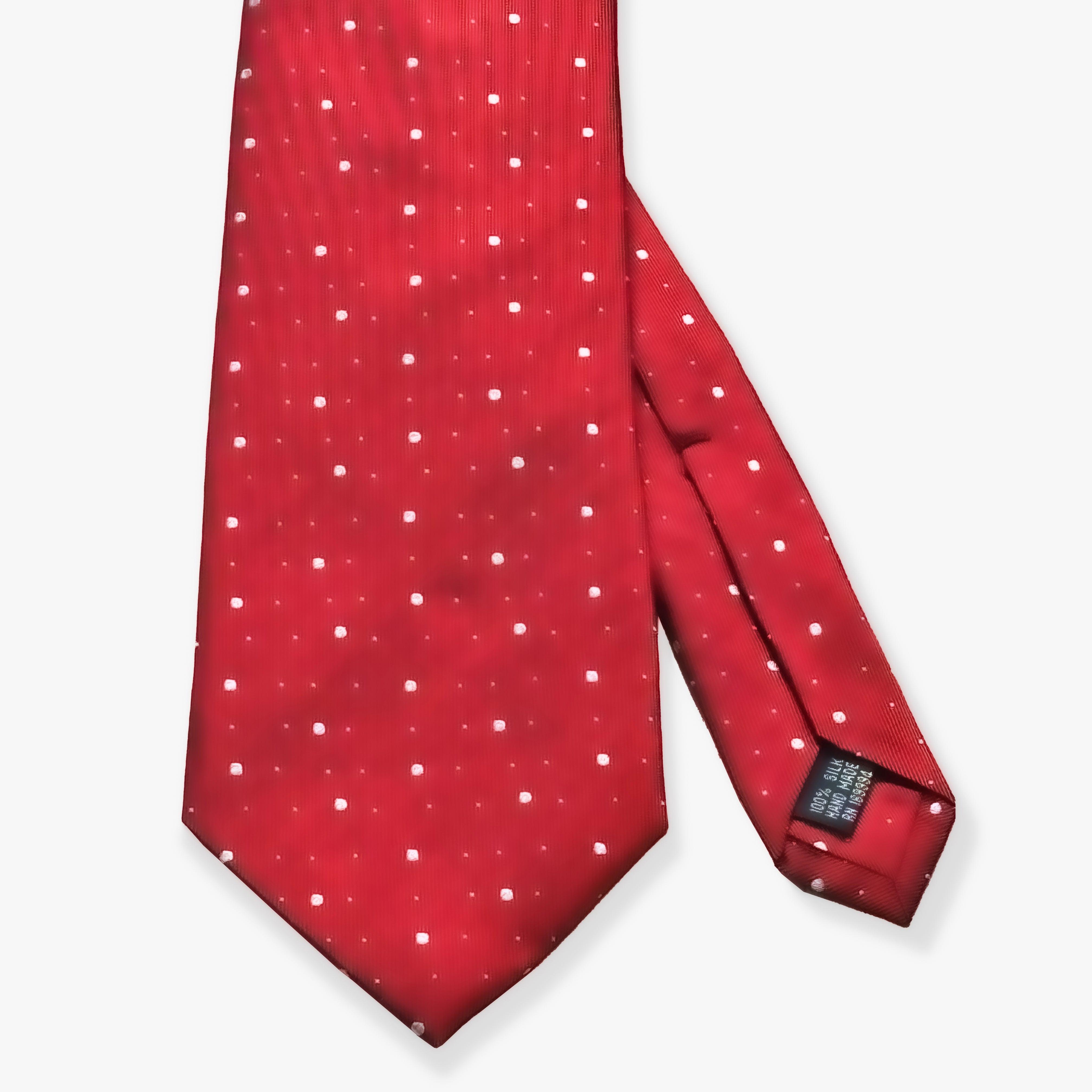 Polka Dot Woven Silk Necktie - Bright Red - Uncle Jimmy Menswear