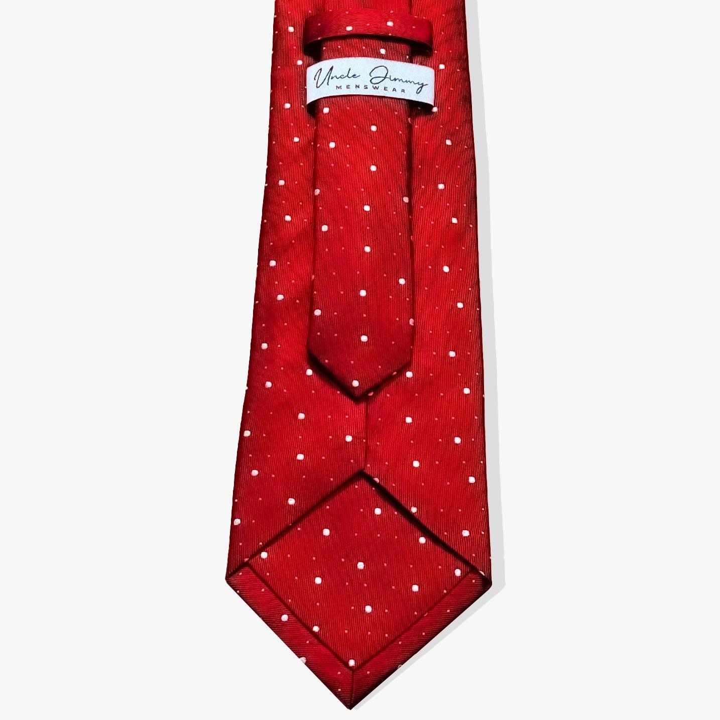 Polka Dot Woven Silk Necktie - Bright Red - Uncle Jimmy Menswear