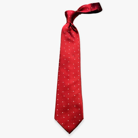 Polka Dot Woven Silk Necktie - Bright Red - Uncle Jimmy Menswear