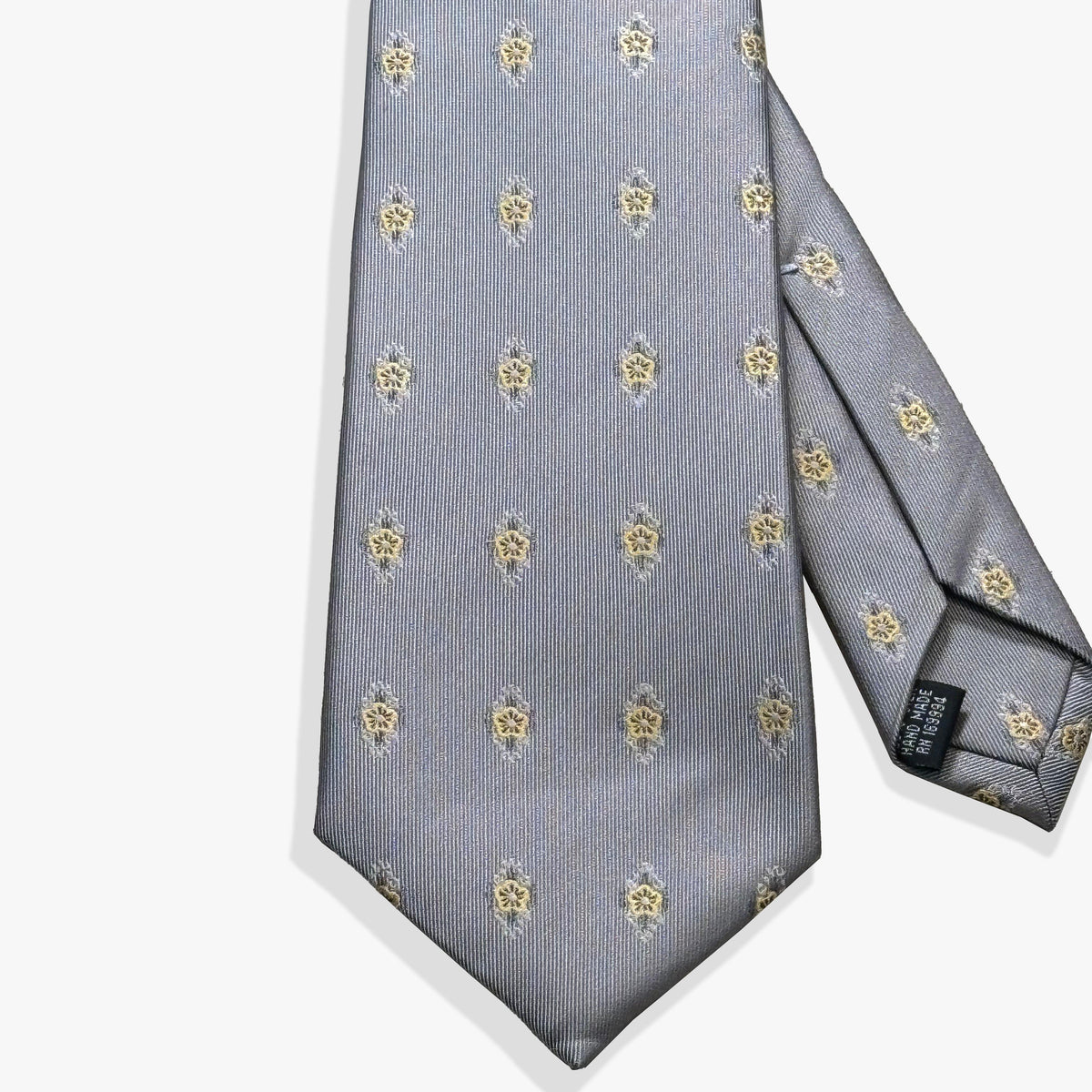 Shield Motif Woven Silk Necktie - Gray - Uncle Jimmy Menswear