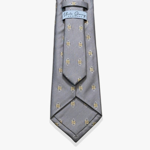 Shield Motif Woven Silk Necktie - Gray - Uncle Jimmy Menswear