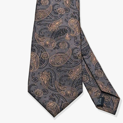 Simple Paisley Woven Silk Necktie- Brown/Caramel - Uncle Jimmy Menswear