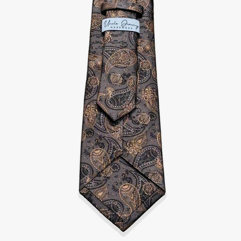 Simple Paisley Woven Silk Necktie- Brown/Caramel - Uncle Jimmy Menswear