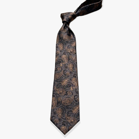 Simple Paisley Woven Silk Necktie- Brown/Caramel - Uncle Jimmy Menswear