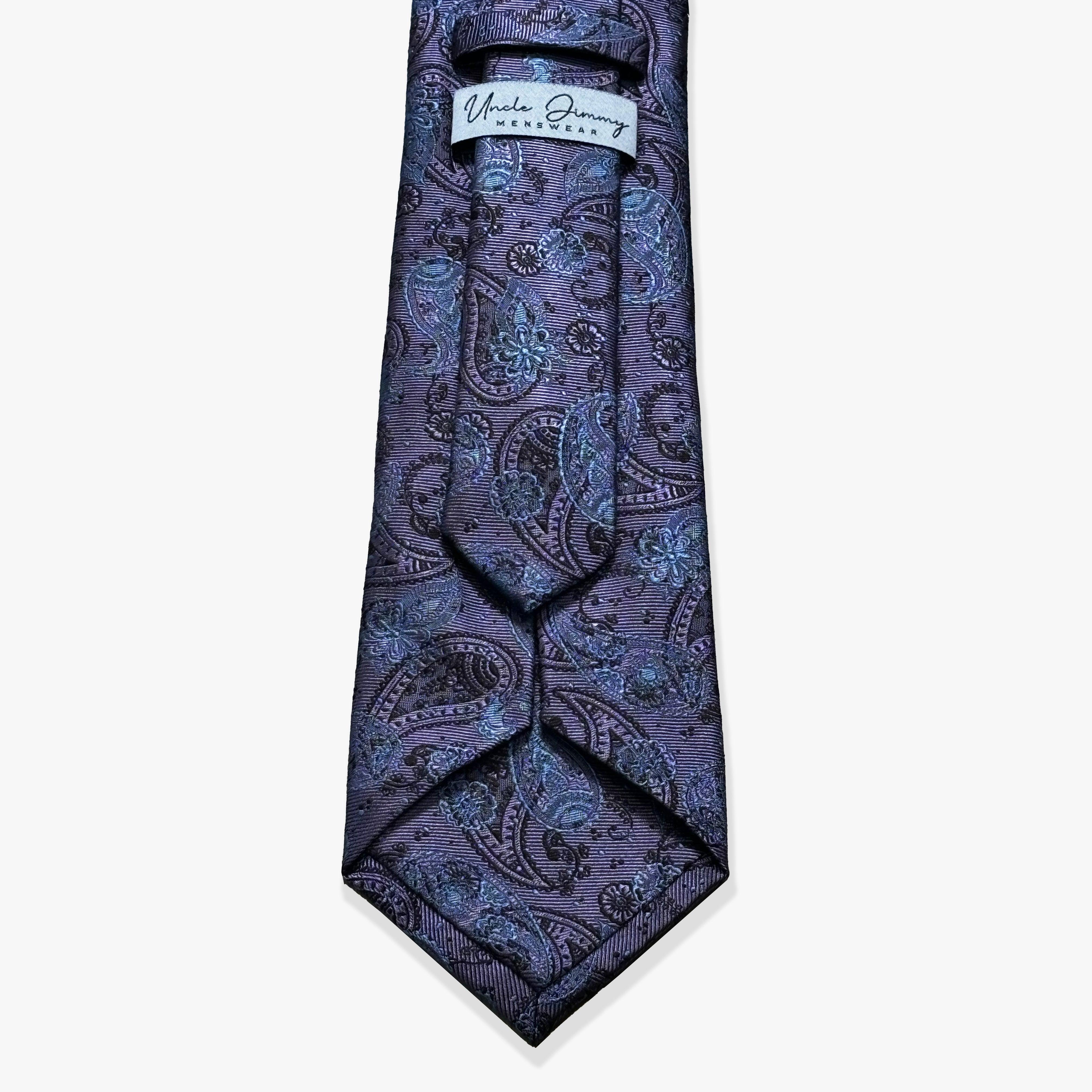 Simple Paisley Woven Silk Necktie - Lavender/Purple - Uncle Jimmy Menswear