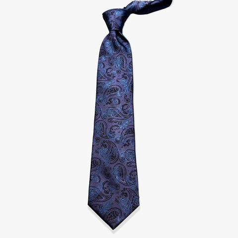 Simple Paisley Woven Silk Necktie - Lavender/Purple - Uncle Jimmy Menswear