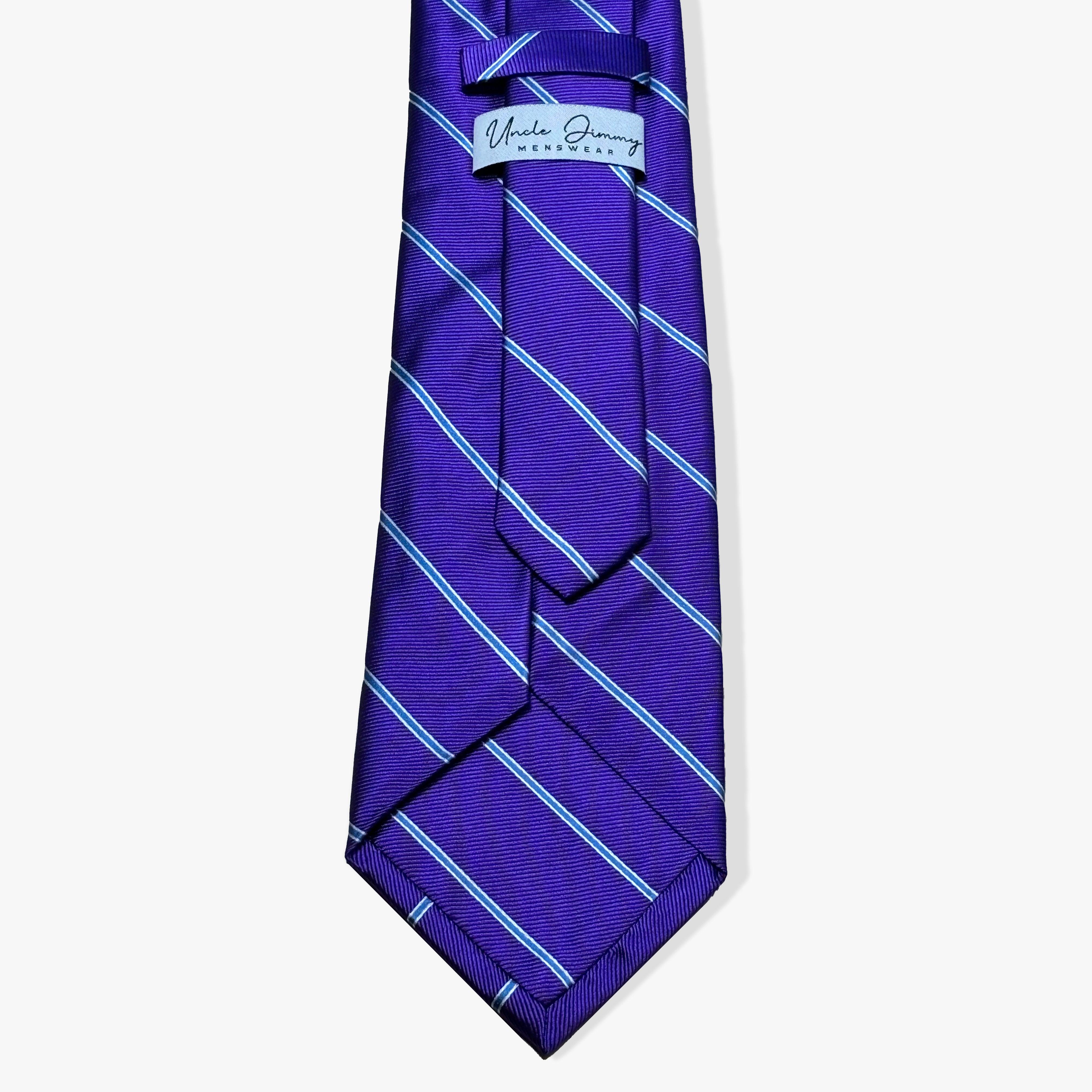 Single Stripe Rep Woven Silk Necktie - Regal Purple - Uncle Jimmy Menswear