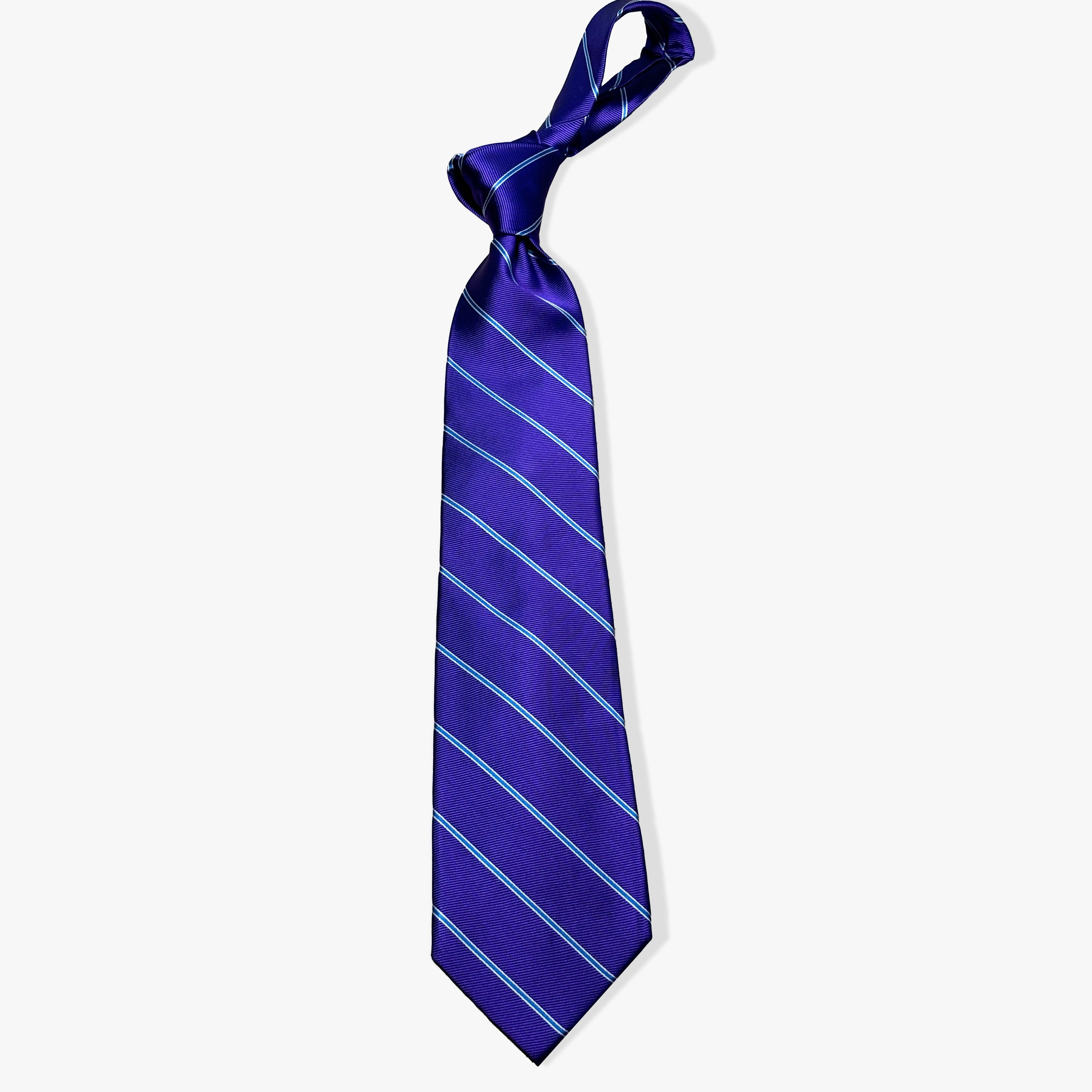 Single Stripe Rep Woven Silk Necktie - Regal Purple - Uncle Jimmy Menswear