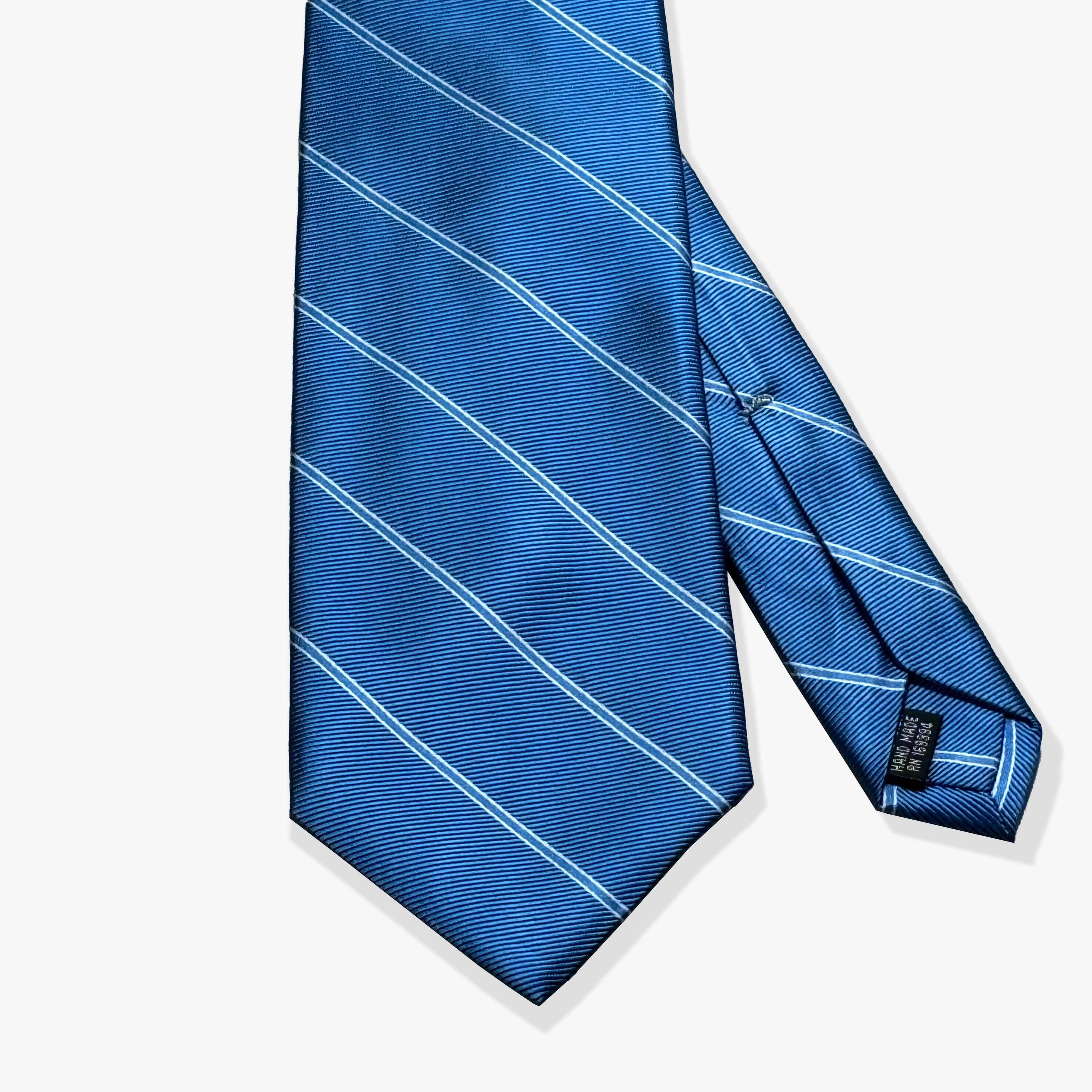 Single Stripe Woven Silk Necktie - Rep Regal Blue - Uncle Jimmy Menswear