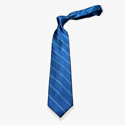 Single Stripe Woven Silk Necktie - Rep Regal Blue - Uncle Jimmy Menswear