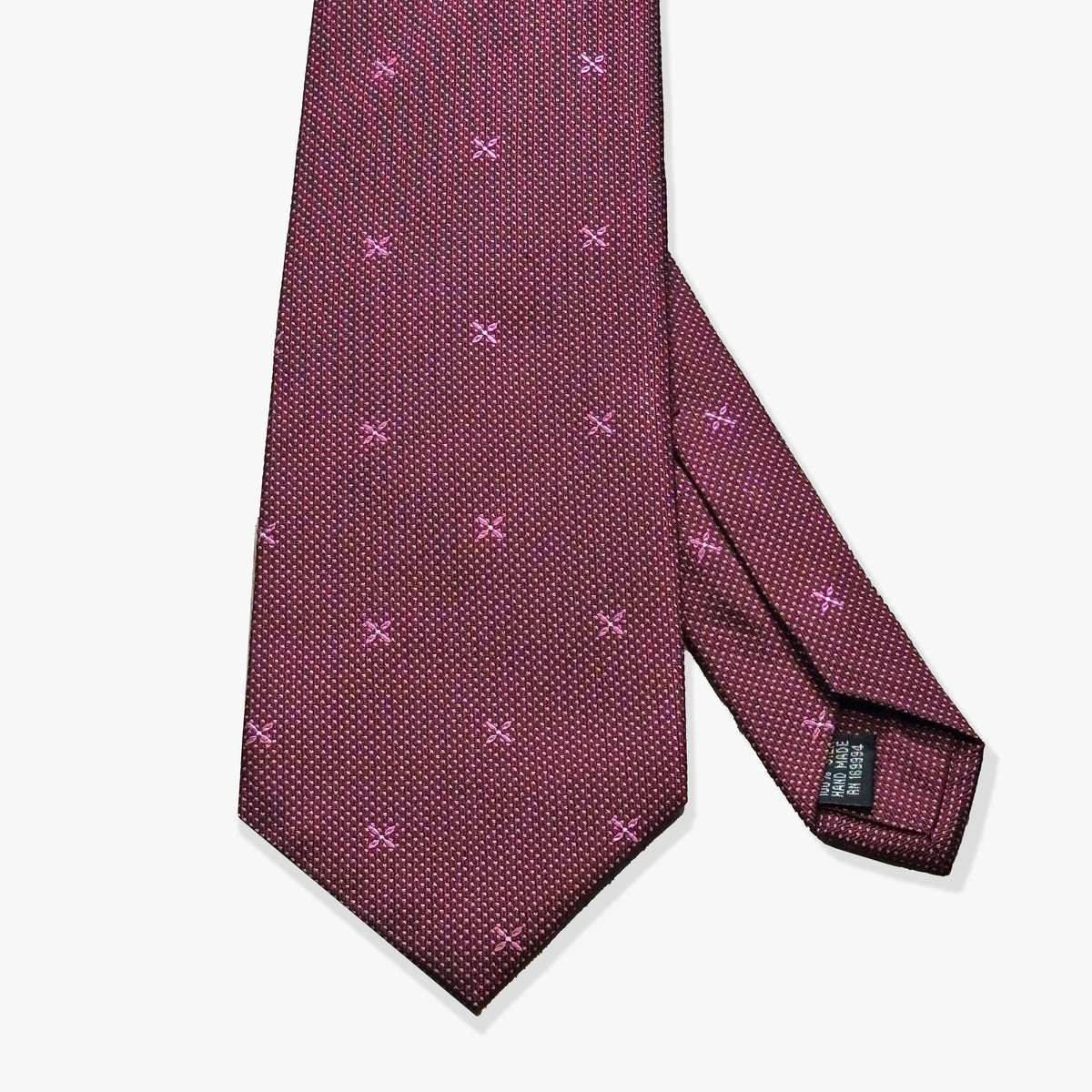 X Motif Woven Silk Necktie - Maroon - Uncle Jimmy Menswear