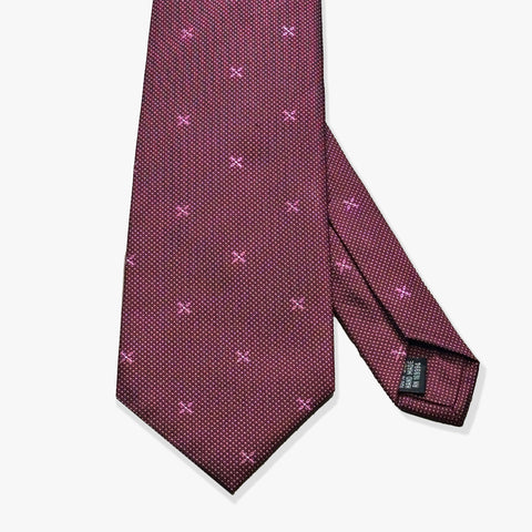 X Motif Woven Silk Necktie - Maroon - Uncle Jimmy Menswear