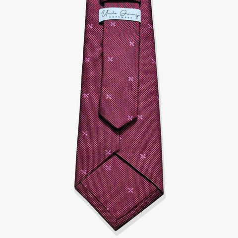 X Motif Woven Silk Necktie - Maroon - Uncle Jimmy Menswear