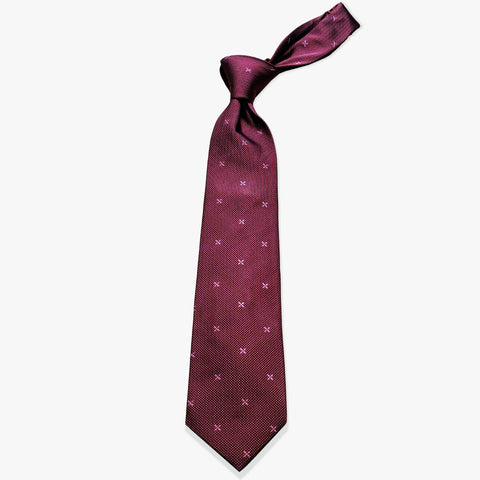 X Motif Woven Silk Necktie - Maroon - Uncle Jimmy Menswear