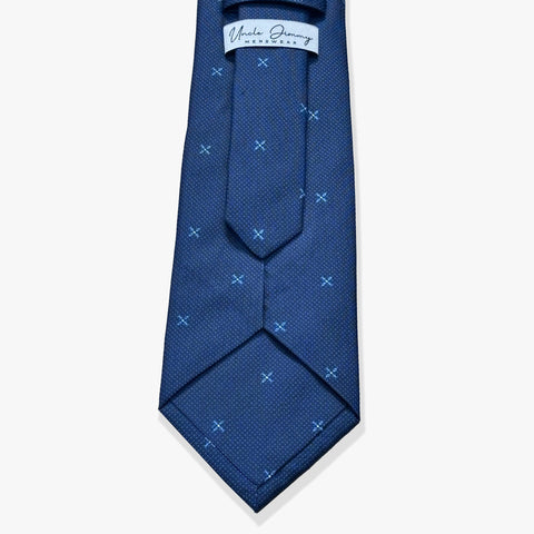 X Motif Woven Silk Necktie - Regal Blue - Uncle Jimmy Menswear