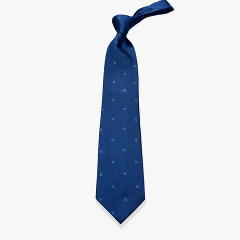 X Motif Woven Silk Necktie - Regal Blue - Uncle Jimmy Menswear