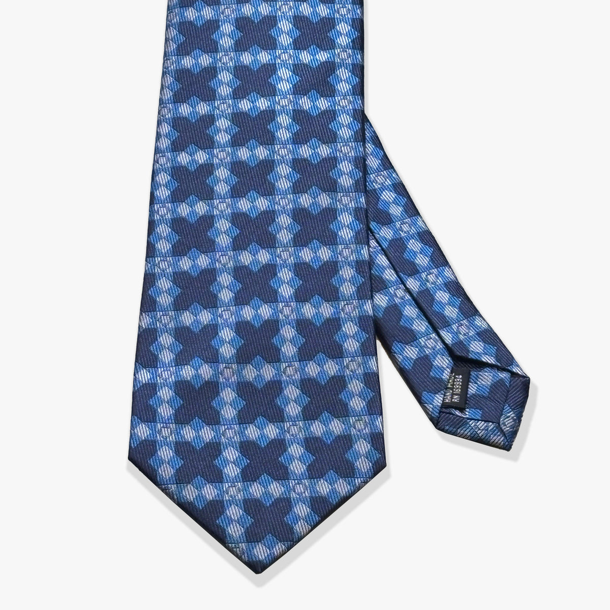 X Pattern Woven Silk Necktie - Midnight Blue/Royal Blue - Uncle Jimmy Menswear