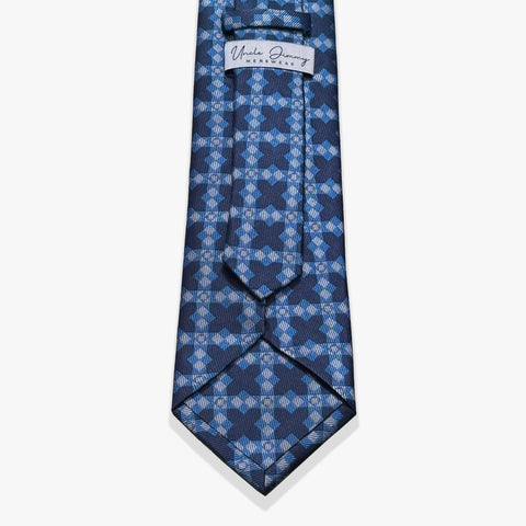 X Pattern Woven Silk Necktie - Midnight Blue/Royal Blue - Uncle Jimmy Menswear